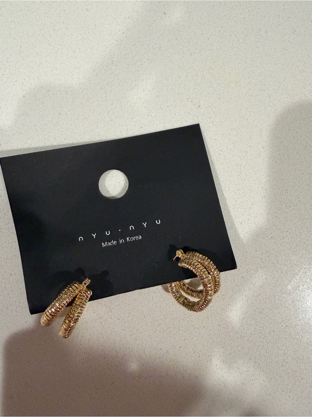 Gold Textured Coil Hoop Earrings
